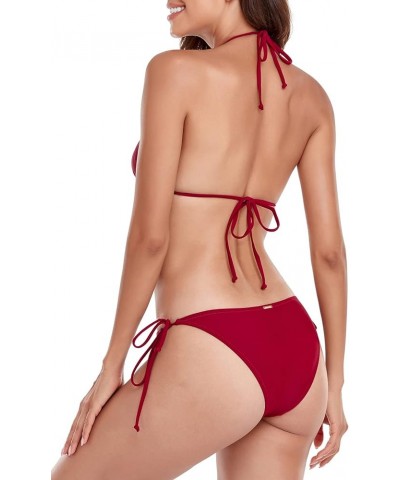 Women's Triangle Bikini Set Wine Red(ring Style) $22.41 Swimsuits