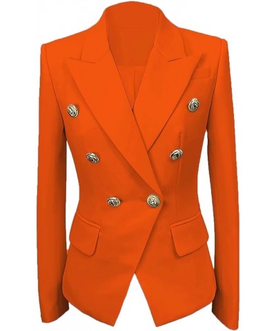 Womens Casual Blazers Long Sleeve Lapel Button Suit Jackets Slim Fit Work Office Blazer Jacket for Women Orange $32.86 Suits