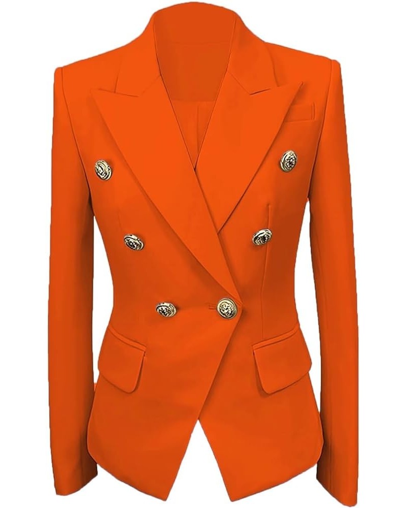 Womens Casual Blazers Long Sleeve Lapel Button Suit Jackets Slim Fit Work Office Blazer Jacket for Women Orange $32.86 Suits