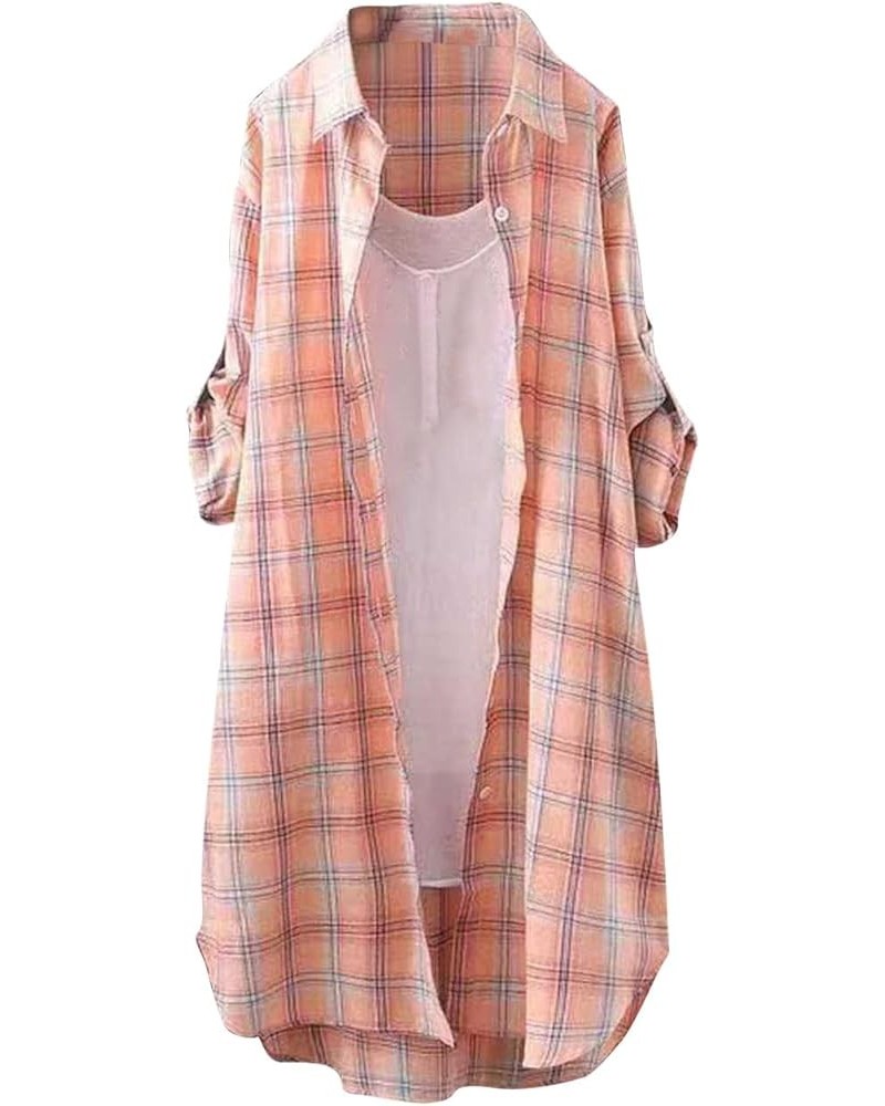 Women's Spring Clothes Fashion Plaid Loose Casual Cardigan Thin Outer Shirt Sun Jacket Top, S-3XL 2-watermelon Red $11.75 Swe...