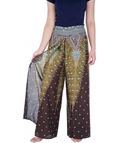 Womens Wide Leg Trousers Palazzo Pants S M L XL Sizes Brown Peacock $11.40 Pants