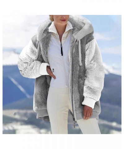 Fuzzy Fleece Jacket For Women Fall Fashion 2023 Color Block Full Zip Up Sherpa Cardigan Coat Warm Winter Outerwear J03-gray $...