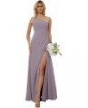 Women's One Shoulder Bridesmaid Dresses Long A Line Ruched Chiffon Formal Dress with Slit TS001 Wisteria $30.77 Dresses