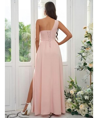 Women's One Shoulder Bridesmaid Dresses Long A Line Ruched Chiffon Formal Dress with Slit TS001 Wisteria $30.77 Dresses