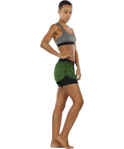 Running Yoga Shorts for Women - Activewear Workout Exercise Athletic Jogging Shorts 2-in-1 Black Heather/Green Heather $12.74...