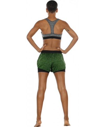 Running Yoga Shorts for Women - Activewear Workout Exercise Athletic Jogging Shorts 2-in-1 Black Heather/Green Heather $12.74...