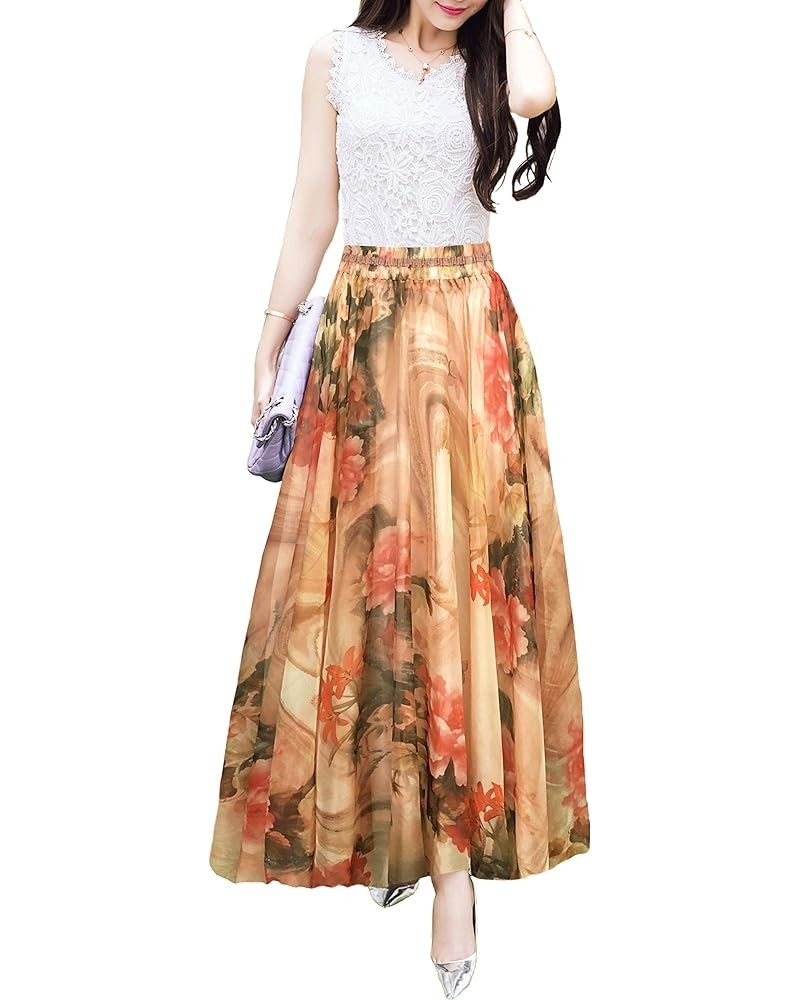 Women Full/Ankle Length Blending Maxi Chiffon Long Skirt Beach Skirt Pattern 4 $17.60 Skirts