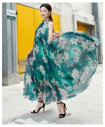 Women's Summer Floral Long Beach Maxi Dress Lightweight Sundress Turquoise Lily $22.05 Dresses