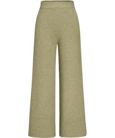 Wide Leg Pants for Women Womens Pants Pants for Women Wool-Blend Knitted Mid Waist Trousers Light Green $18.19 Pants