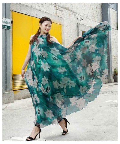 Women's Summer Floral Long Beach Maxi Dress Lightweight Sundress Turquoise Lily $22.05 Dresses