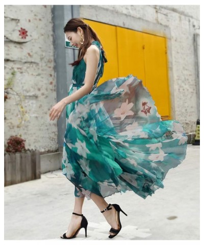 Women's Summer Floral Long Beach Maxi Dress Lightweight Sundress Turquoise Lily $22.05 Dresses