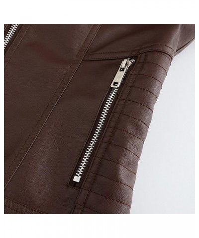 Women's Removable Hooded Faux Leather Jacket Zip Up Motorcycle Short Jacket Fall Outfits Cropped Lapel Slim Coats A01-coffee ...