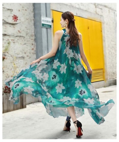 Women's Summer Floral Long Beach Maxi Dress Lightweight Sundress Turquoise Lily $22.05 Dresses