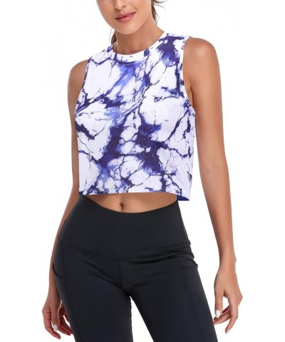 Workout Crop Tops Cropped Muscle Tank Vest Cute Quick Dry Gym Yoga Athletic Shirts Marble Purple $7.13 Activewear