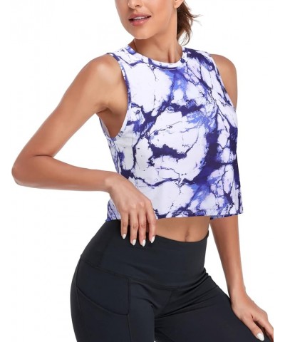 Workout Crop Tops Cropped Muscle Tank Vest Cute Quick Dry Gym Yoga Athletic Shirts Marble Purple $7.13 Activewear