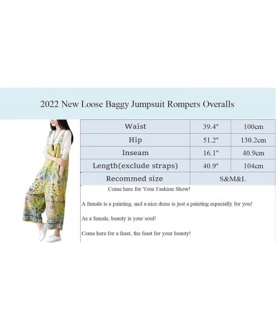 Women's Autumn Loose Baggy Denim Overall Floral Wide Leg Drop Crotch Jumpsuit Rompers Overalls Style 02 Red $32.48 Overalls