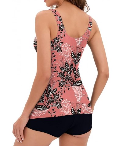 Plus Size Swimsuit Tankini for Women Floral Full Coverage Swimsuits High Rise Bikini Sets Beach Outfits Watermelon Red Swimsu...