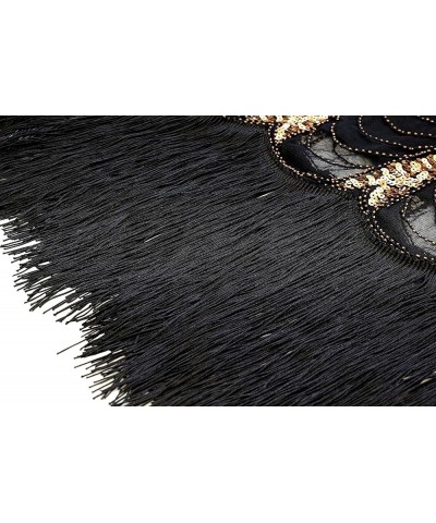 Women's 1920s Gatsby Inspired Sequin Beads Fringe Flapper Cocktail Roarings 20s Dress Style 2 Black Gold $16.19 Dresses