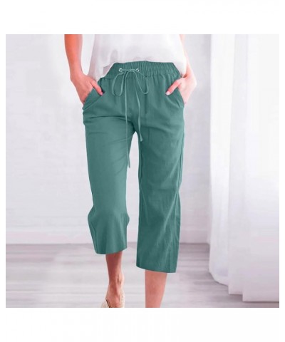 Capri Pants for Women Palazzo Lounge Pants Summer Casual Cropped Cotton Linen Comfy Baggy Trousers with Pockets C-sky Blue $4...