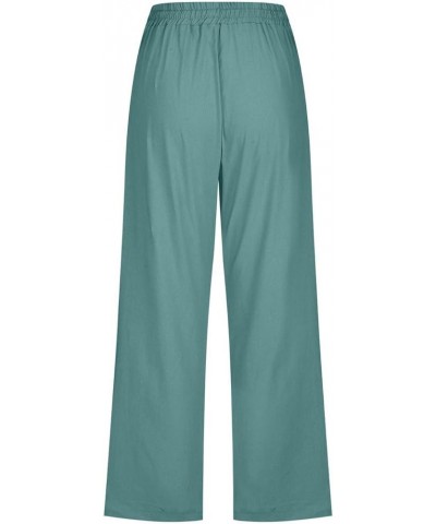 Capri Pants for Women Palazzo Lounge Pants Summer Casual Cropped Cotton Linen Comfy Baggy Trousers with Pockets C-sky Blue $4...