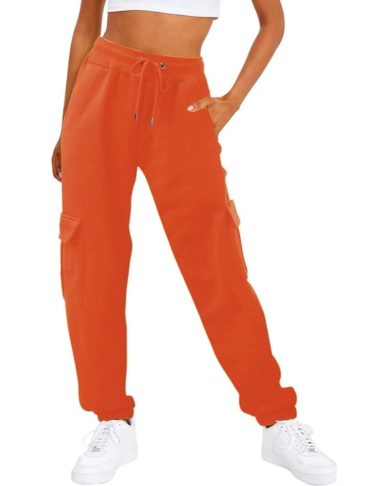 Women Baggy Sweatpants Cinch Bottom Joggers Pants High Waisted Elastic Athletic Fit Lounge Trousers with Pockets Orange $9.34...