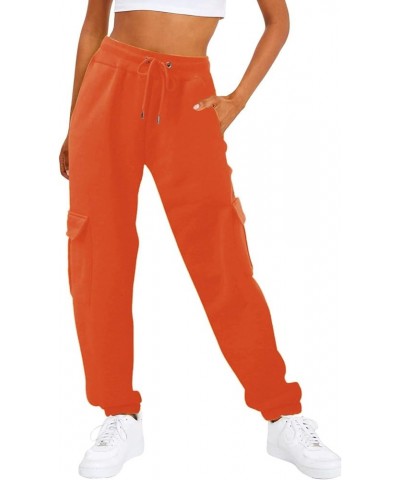 Women Baggy Sweatpants Cinch Bottom Joggers Pants High Waisted Elastic Athletic Fit Lounge Trousers with Pockets Orange $9.34...