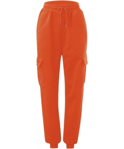 Women Baggy Sweatpants Cinch Bottom Joggers Pants High Waisted Elastic Athletic Fit Lounge Trousers with Pockets Orange $9.34...