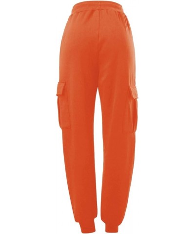 Women Baggy Sweatpants Cinch Bottom Joggers Pants High Waisted Elastic Athletic Fit Lounge Trousers with Pockets Orange $9.34...