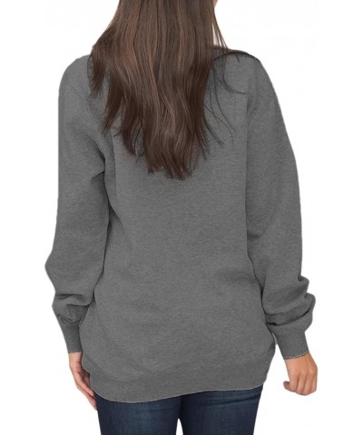 Womens Warm Cozy High Neck Long Sleeve Solid 1/4 Zip Pullover Sweatshirts with Pockets Dark Grey $17.15 Hoodies & Sweatshirts