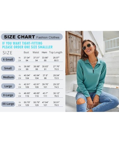 Womens Warm Cozy High Neck Long Sleeve Solid 1/4 Zip Pullover Sweatshirts with Pockets Dark Grey $17.15 Hoodies & Sweatshirts