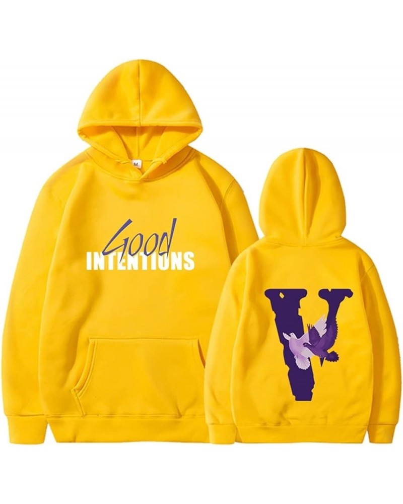 Fashion Trendy V Graphic Hoodies Personality Hip-hop V Letter Hoodie Couples Pullover Top Sweatshirt Sweater Yellow2 $14.72 H...