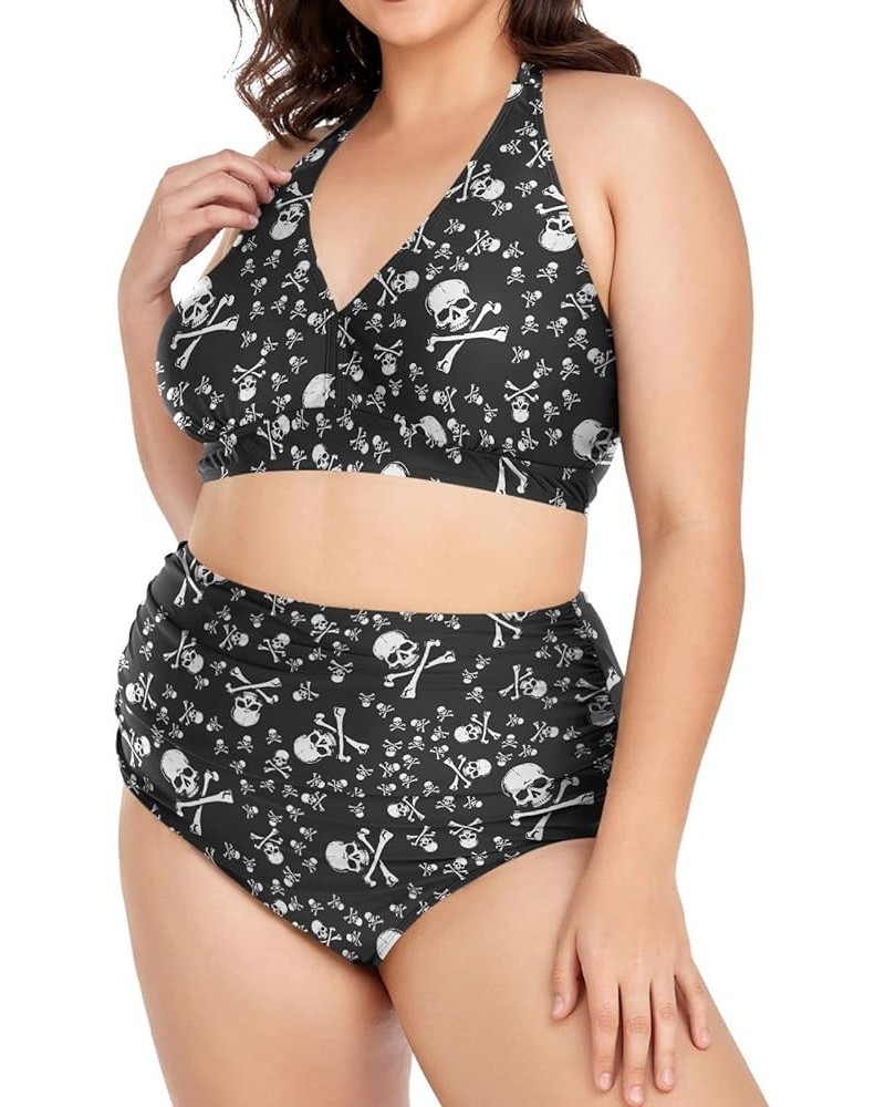 Women's Bikini Sets Bohemian Skull and Rose Bikini Sets for Women Plus Size High Waisted Sexy Bikini Swimsuits Skull 09 $15.6...