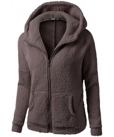 Aesthetic Hoodies Zip Hoodies Women Oversized Sherpa Jacket with Pockets Fleece Teddy Coat Outerwear S-5XL 01coffee $5.95 Act...