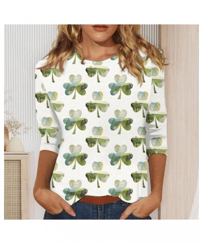 St Patricks Day Shirt Women Women Shirts and Blouses Women's St Patrick's Day Shirts 3/4 Sleeve Shamrock Pullover Casual Tops...