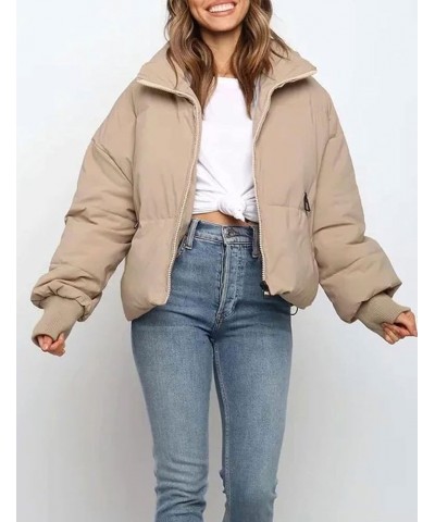 Women's Winter Warm Long Sleeve Zip Puffer Jacket Baggy Quilted Down Coat Outerwear Khaki $24.74 Jackets