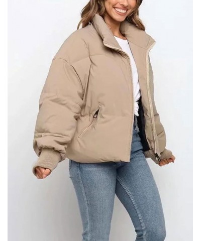 Women's Winter Warm Long Sleeve Zip Puffer Jacket Baggy Quilted Down Coat Outerwear Khaki $24.74 Jackets