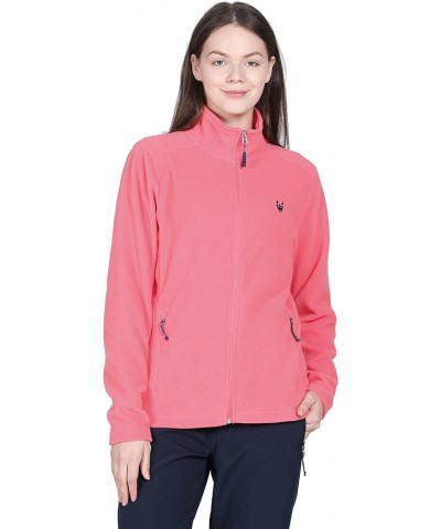 Womens Long-Sleeve Full-Zip Fleece Jackets with Pockets Soft Polar Fleece Coat Jacket Pink $14.85 Jackets