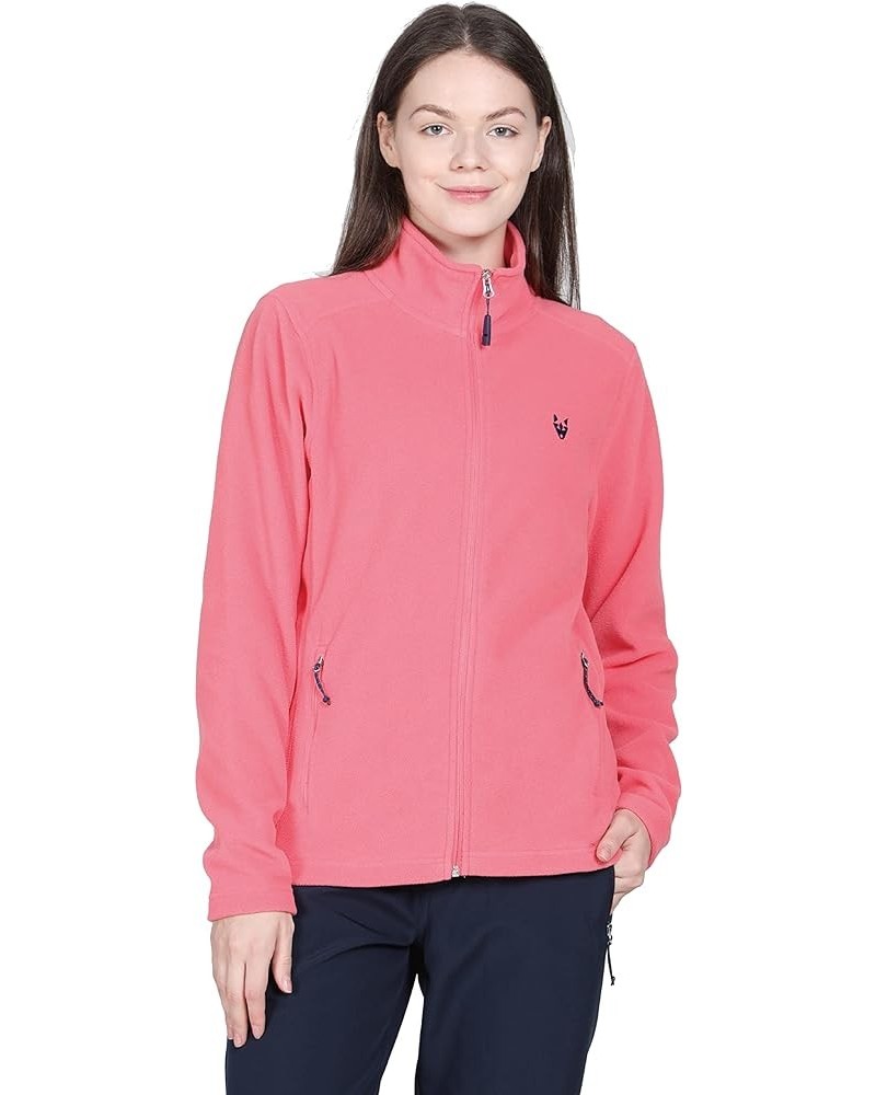 Womens Long-Sleeve Full-Zip Fleece Jackets with Pockets Soft Polar Fleece Coat Jacket Pink $14.85 Jackets