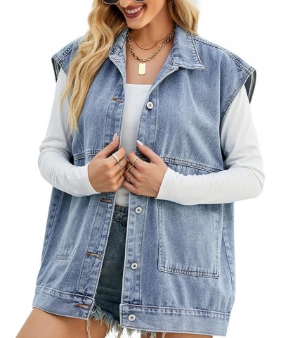 Women's Girls Distressed Sleeveless Button Up Cropped Jean Denim Jacket Vest Blue01 $17.09 Jackets