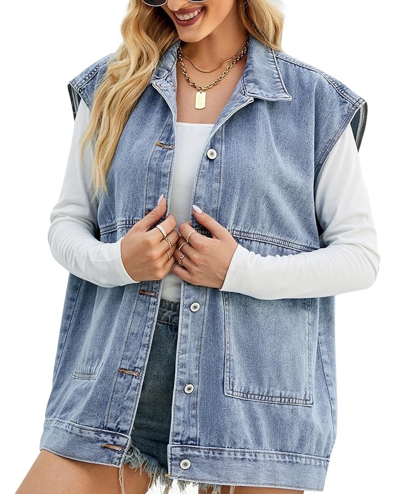 Women's Girls Distressed Sleeveless Button Up Cropped Jean Denim Jacket Vest Blue01 $17.09 Jackets