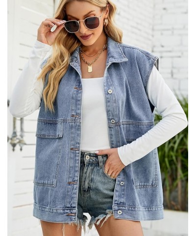 Women's Girls Distressed Sleeveless Button Up Cropped Jean Denim Jacket Vest Blue01 $17.09 Jackets