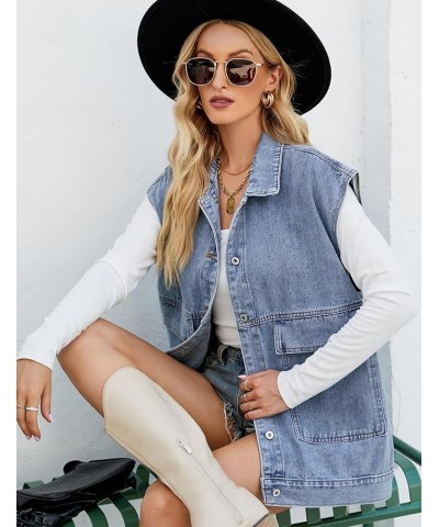 Women's Girls Distressed Sleeveless Button Up Cropped Jean Denim Jacket Vest Blue01 $17.09 Jackets