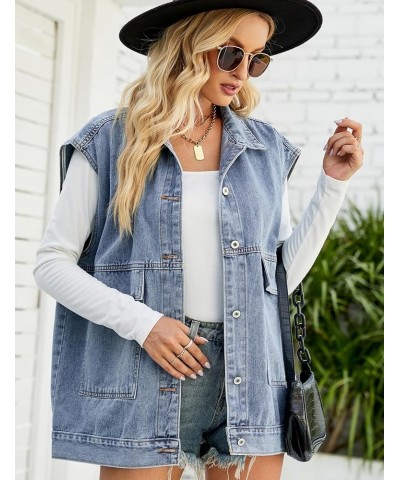 Women's Girls Distressed Sleeveless Button Up Cropped Jean Denim Jacket Vest Blue01 $17.09 Jackets