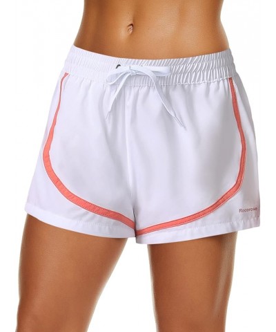 Women's Board Shorts Quick Dry Elastic Waist Swim Shorts Surf Swimwear with Pocket and Liner 26154 White $13.77 Swimsuits