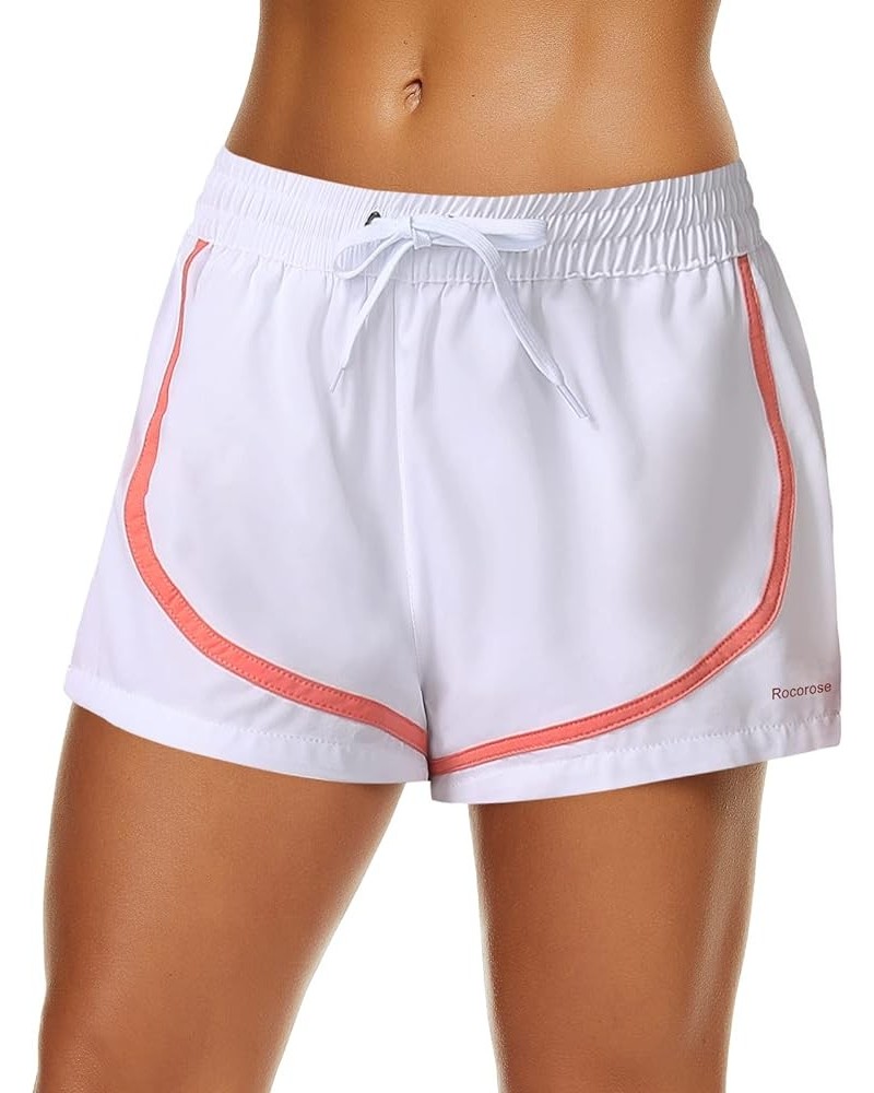 Women's Board Shorts Quick Dry Elastic Waist Swim Shorts Surf Swimwear with Pocket and Liner 26154 White $13.77 Swimsuits