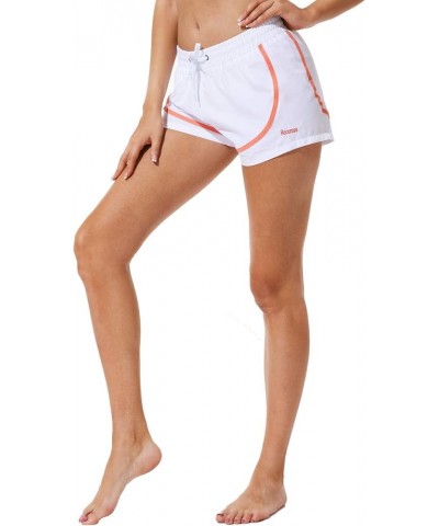 Women's Board Shorts Quick Dry Elastic Waist Swim Shorts Surf Swimwear with Pocket and Liner 26154 White $13.77 Swimsuits