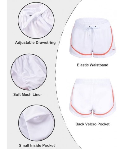 Women's Board Shorts Quick Dry Elastic Waist Swim Shorts Surf Swimwear with Pocket and Liner 26154 White $13.77 Swimsuits