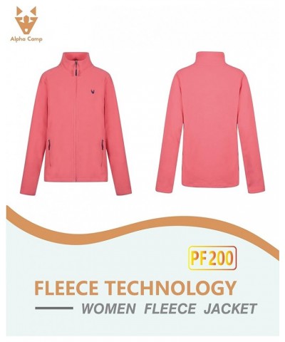 Womens Long-Sleeve Full-Zip Fleece Jackets with Pockets Soft Polar Fleece Coat Jacket Pink $14.85 Jackets