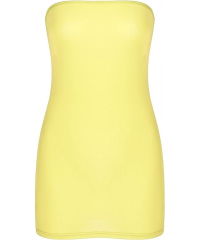 Women's Mesh Sheer Mini Tube Dress Bodycon Strapless Tight Pencil Chemise Dress Sleepwear Yellow $8.82 Dresses