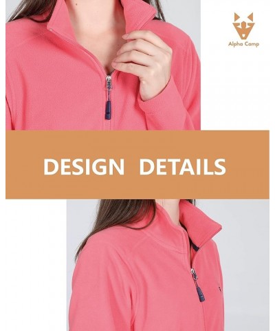 Womens Long-Sleeve Full-Zip Fleece Jackets with Pockets Soft Polar Fleece Coat Jacket Pink $14.85 Jackets